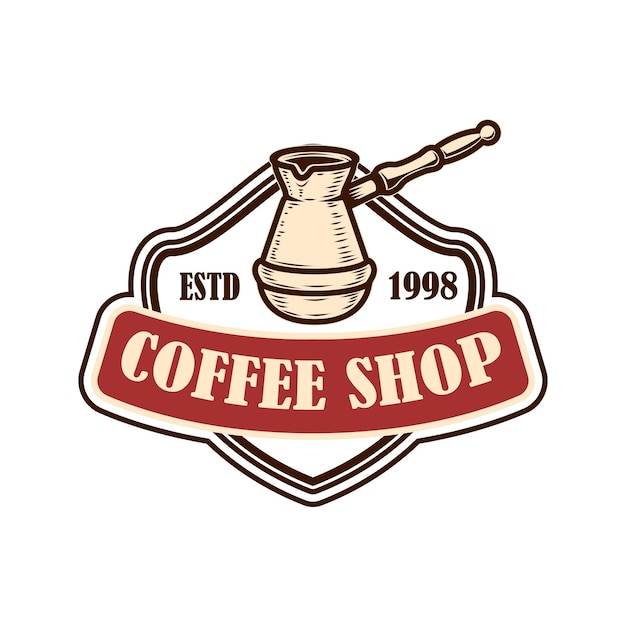 Koffiehuis embleem sjabloon. Ontwerpelement voor logo, label, teken, poster, flyer. vector illustratie