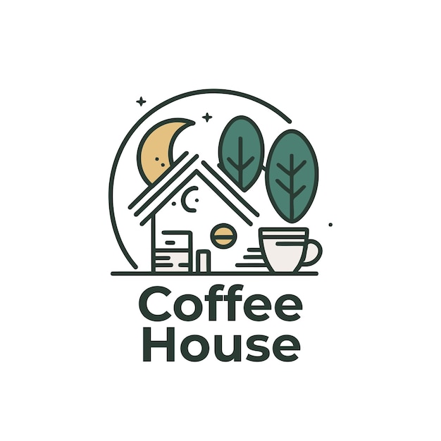 Koffiehuis logo sjabloon Koffiehuis vectorillustratie Gezellig huis