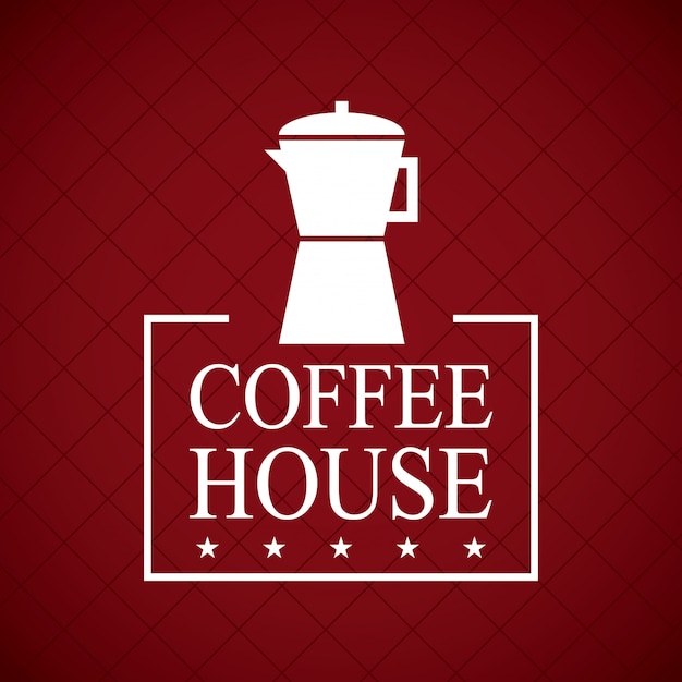 Koffiehuis ontwerp over rode wijn achtergrond vectorillustratie