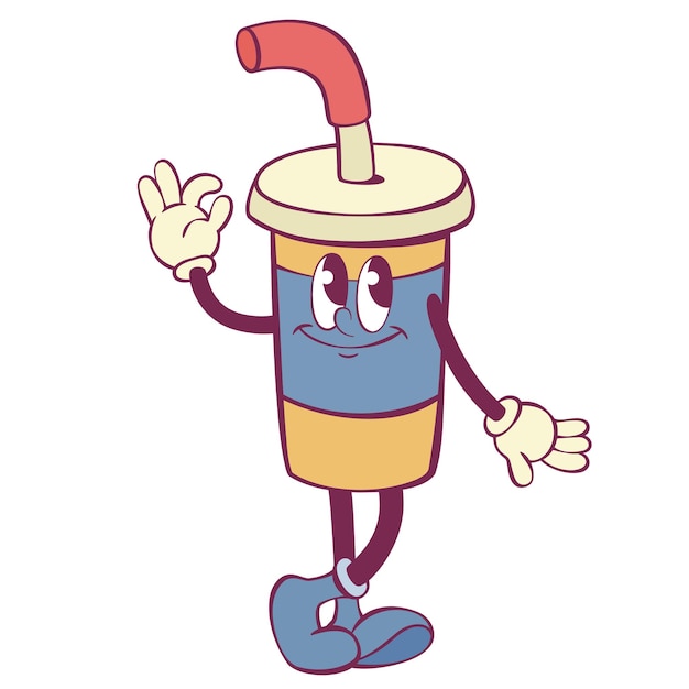 Koffiekop retro groovy mascotte