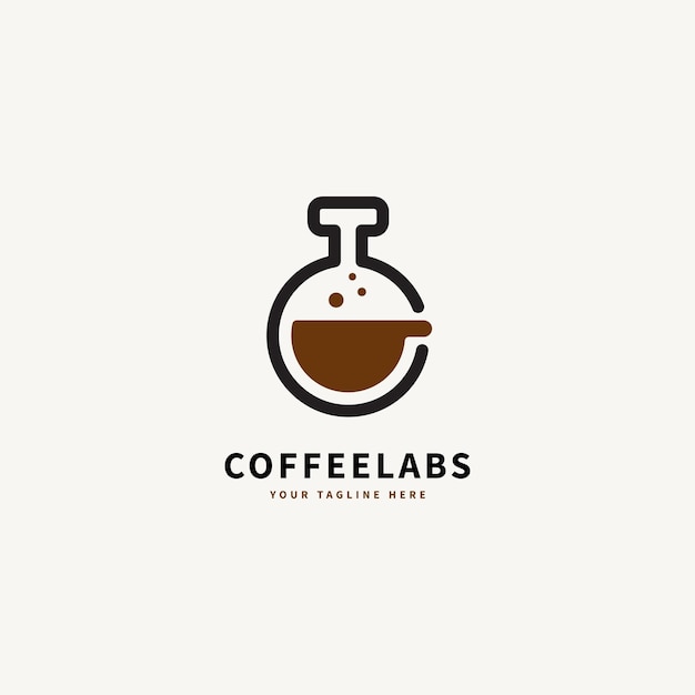 Koffiekopje en labbekerconcept voor laboratoriumlogo-ontwerp 2