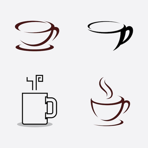 Koffiekopje logo coffeeshop vector pictogram ontwerp