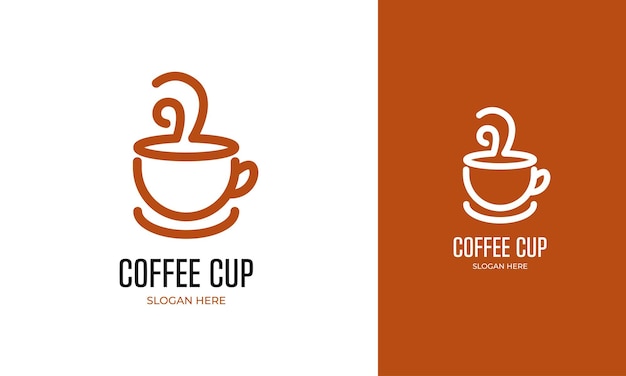 Koffiekopje logo met lijn kunststijl