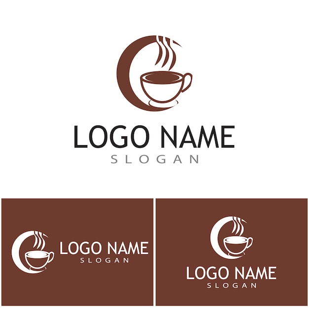 Koffiekopje Logo sjabloon vector pictogram ontwerp