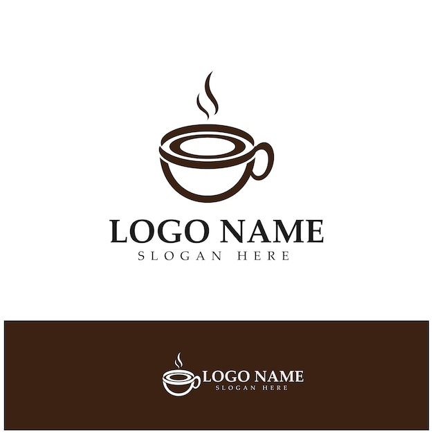 Koffiekopje Logo Template vector pictogram illustratie ontwerp