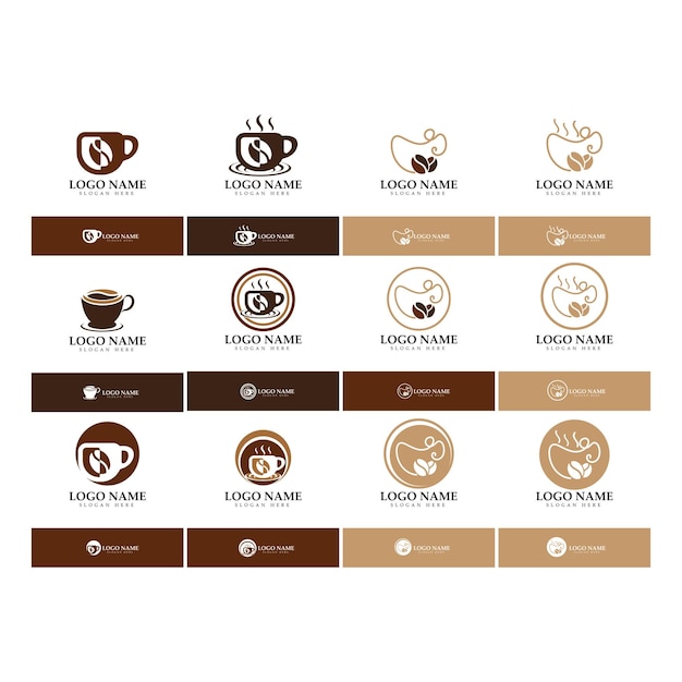 Koffiekopje logo template vector pictogram illustratie ontwerp