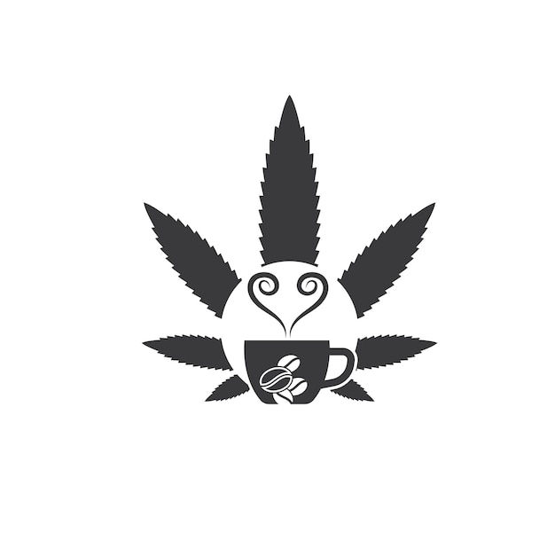 Koffiekopje marihuana cannabis sjabloon vector icon