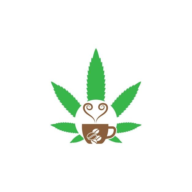 Koffiekopje marihuana cannabis sjabloon vector icon