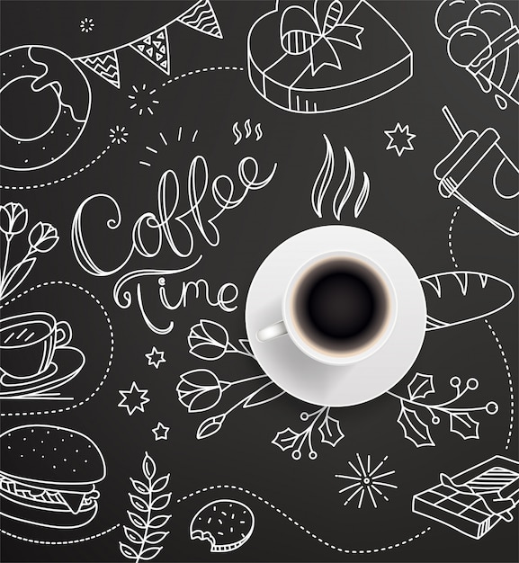 Koffiekopje met doodling elementen.