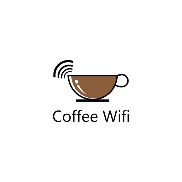Koffiekopje met WiFi vector pictogram logo Creatief logo ontwerpsjabloon voor café of restaurant