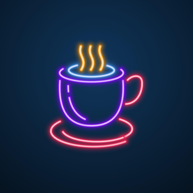 Koffiekopje neon teken vector