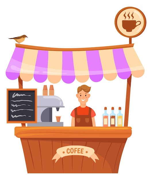Koffiekraam Cartoon straatkraam Fastfood markt