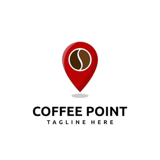 Koffiepunt logo-ontwerp voor winkels, restaurants, emblemen, labels en cafébedrijven