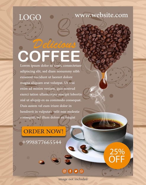 Vector koffieshop poster banner sjabloon eenvoudig ontwerp voor digitale marketing