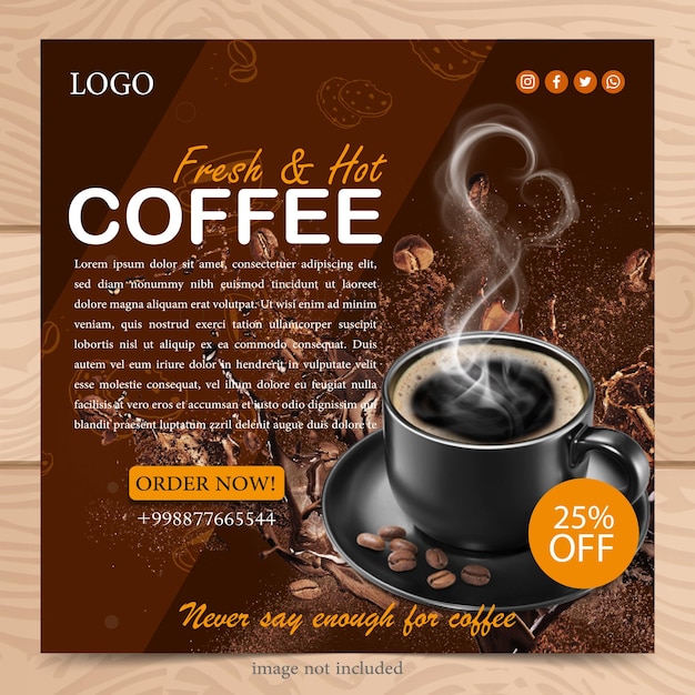 KOFFIESHOP POSTER BANNER SJABLOON PLAT ONTWERP VOOR MARKETING