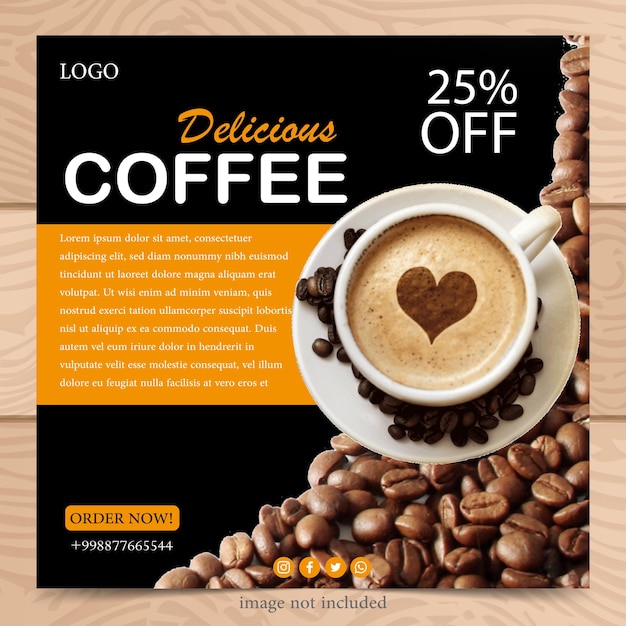 Koffieshop poster banner sjabloon plat ontwerp voor marketing