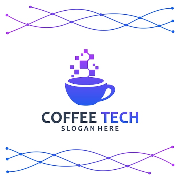 Koffietechnologie, kopje, logo-ontwerpinspiratie