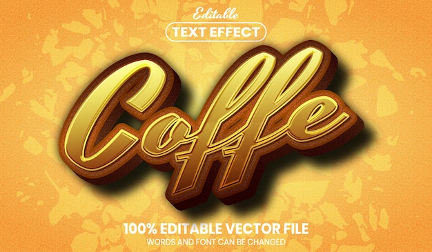 Koffietekst, bewerkbaar teksteffect in lettertypestijl