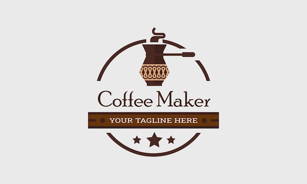 Koffiezetapparaat coffeeshop logo sjabloon vector illustratie zoete koffie logo