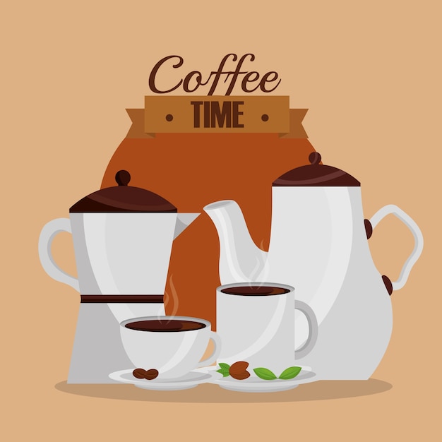 koffiezetapparaat en kopjes keukengerei koffie tijd