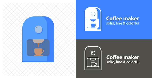 Koffiezetapparaat geïsoleerd vlakke afbeelding koffiezetapparaat lijn pictogram