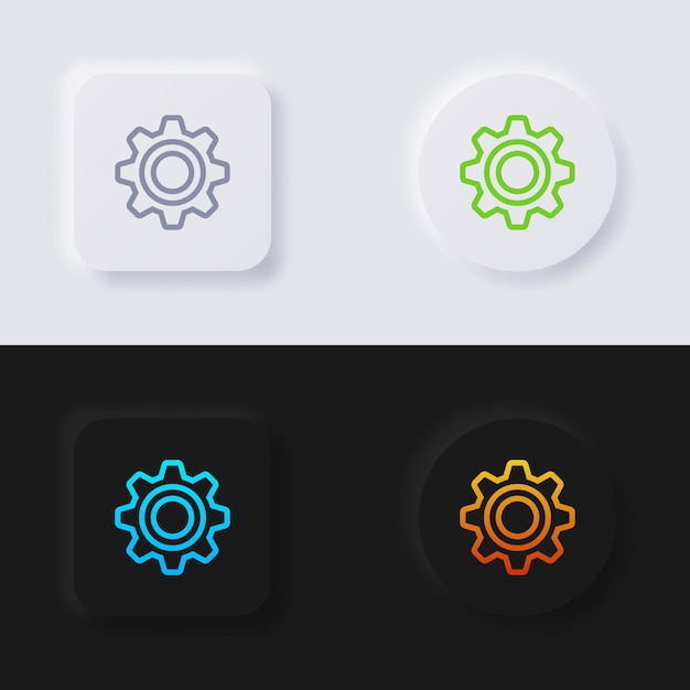 Kogge icon set, Multicolor neumorfisme knop soft UI Design voor webdesign.