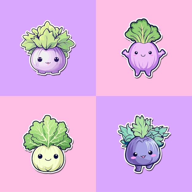 kohlrabi sticker kawaii cartoon illustration