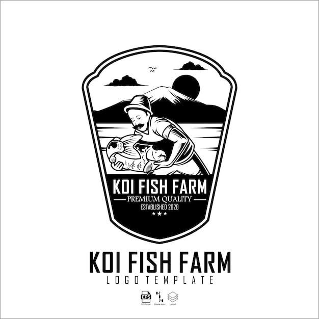 Шаблон логотипа koi farm