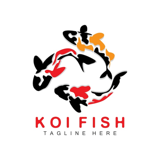 鯉魚のロゴ デザイン 中国の幸運と勝利観賞魚ベクトル会社ブランド金魚アイコン