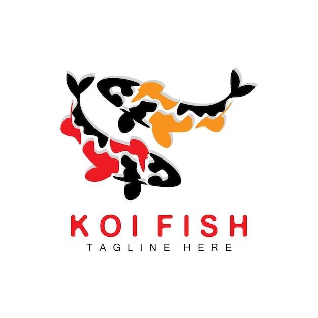 Koi fish logo design chinese lucky and triumph siervissen vector company brand gold fish icon