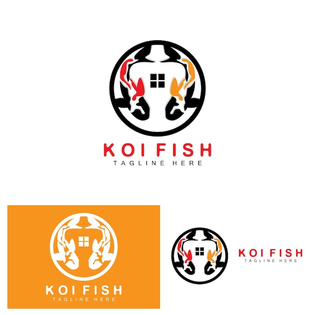 Koi Fish Logo Design Chinese Lucky And Triumph Ornamental Fish Vector Company Brand Gold Fish Icon