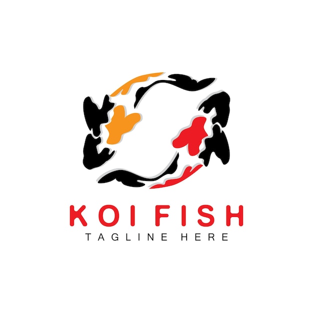 Koi Fish Logo Design Chinese Lucky And Triumph Ornamental Fish Vector Company Brand Gold Fish Icon