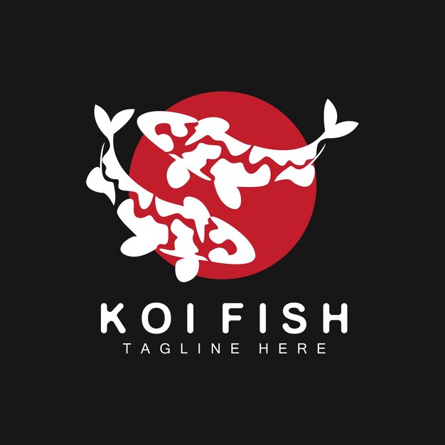 Koi Fish Logo Design Chinese Lucky And Triumph Ornamental Fish Vector Company Brand Gold Fish Icon