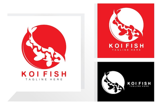 Koi fish logo design chinese lucky e triumph pesci ornamentali vettore azienda marchio pesce d'oro icona