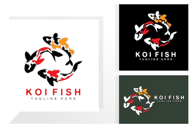 Koi Fish Logo Design Chinese Lucky And Triumph Ornamental Fish Vector Company Brand Gold Fish Icon