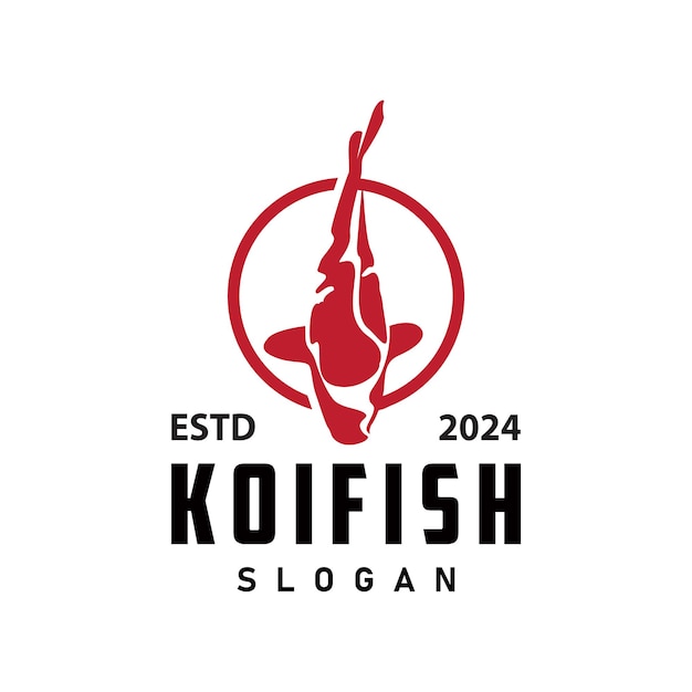 Koi fish logo design pesce ornamentale vettore acquario ornamento illustrazione prodotto di marca