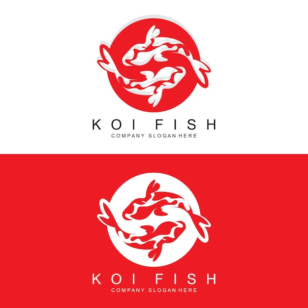koi fish logo design ornamental fish vector aquarium ornament illustration brand product