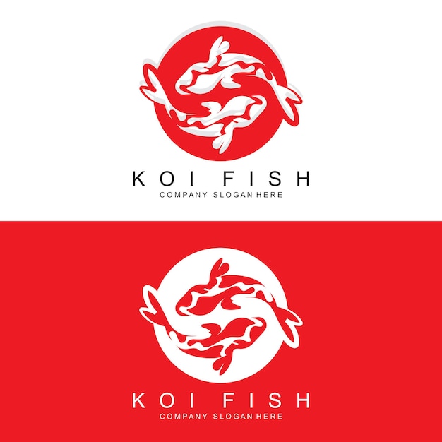 Koi fish logo design ornamental fish vector aquarium ornament illustration brand product