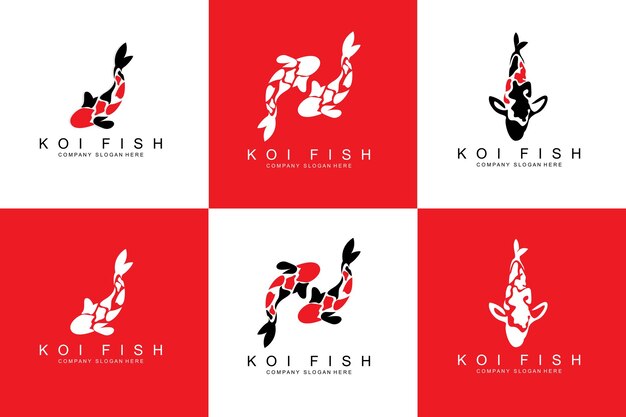 Vector koi fish logo design ornamental fish vector aquarium ornament illustration brand product