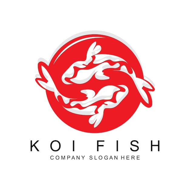 Koi Fish Logo Design Ornamental Fish Vector Aquarium Ornament Illustration Brand product