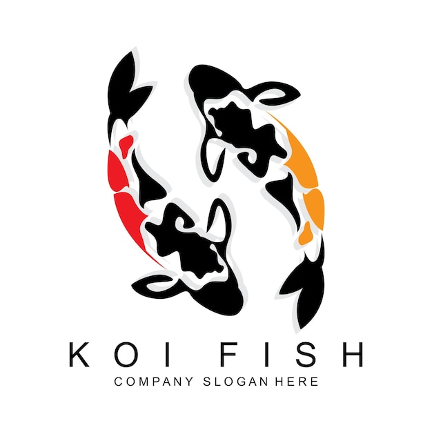 Koi Fish Logo Design Siervissen Vector Aquarium Ornament Illustratie Merkproduct