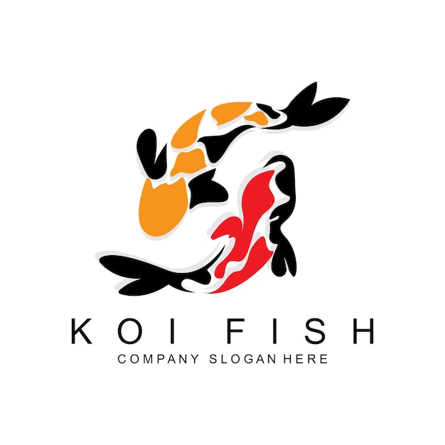 Koi Fish Logo Design Siervissen Vector Aquarium Ornament Illustratie Merkproduct