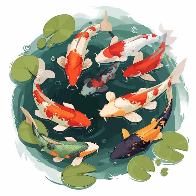 Vector koi fish pond 3