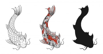 Premium Vector | Koi fish tattoo by hand drawing Premium Vector | Koi fish tattoo by hand drawing