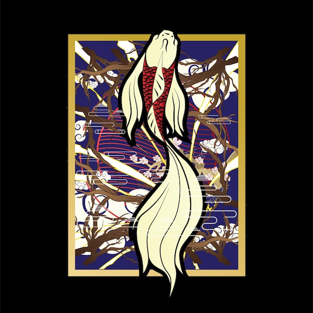 koi is mean golden fish design logo for sukajan which in Japanese means a traditional cloth