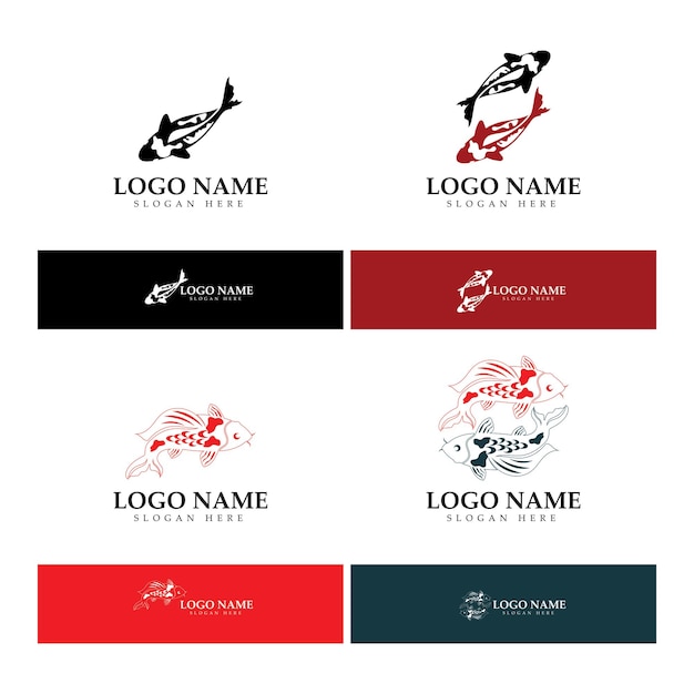 Koi Vis Logo Vector Ontwerpsjabloon