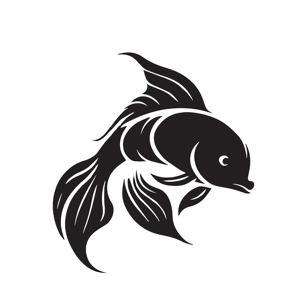 Koi vissen minimale zwart-wit vector pictogram illustratie eenvoudige vis logo aziatische oosterse kunst