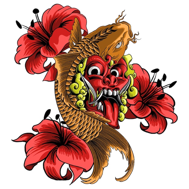 Koi with barong mask illustration