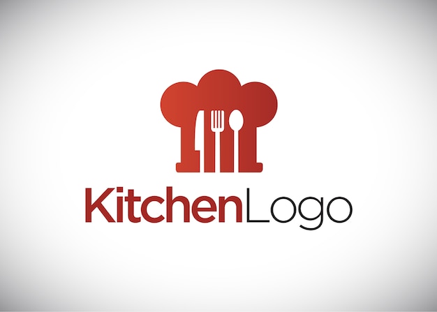 Koken logo, chef-kok hoed, keuken-logo.