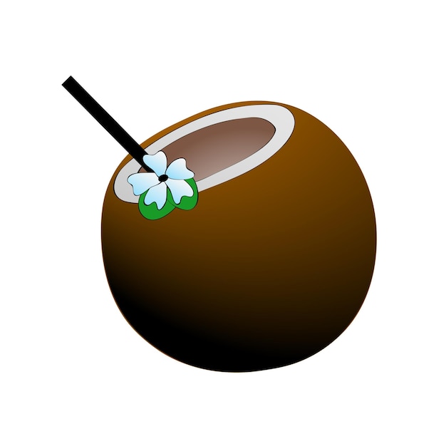 Kokosmelk. Tropisch drankje in kokosnoot.